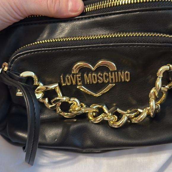 Love Moschino Black Belt Bag with Gold Chain - Picture 3 of 11